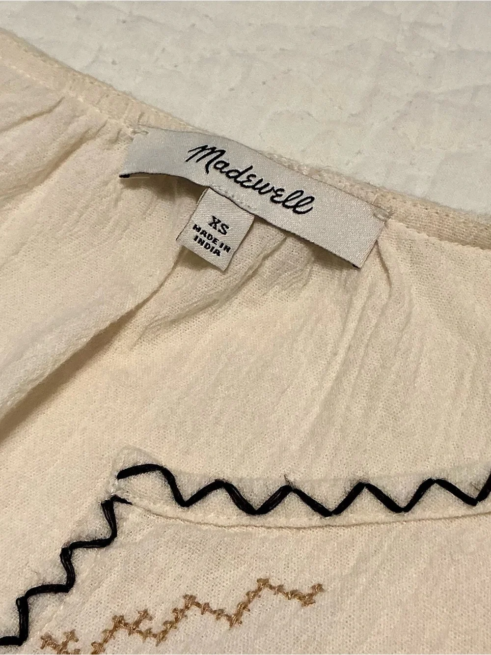 Madewell Embroidered Peasant Top, Antique Cream